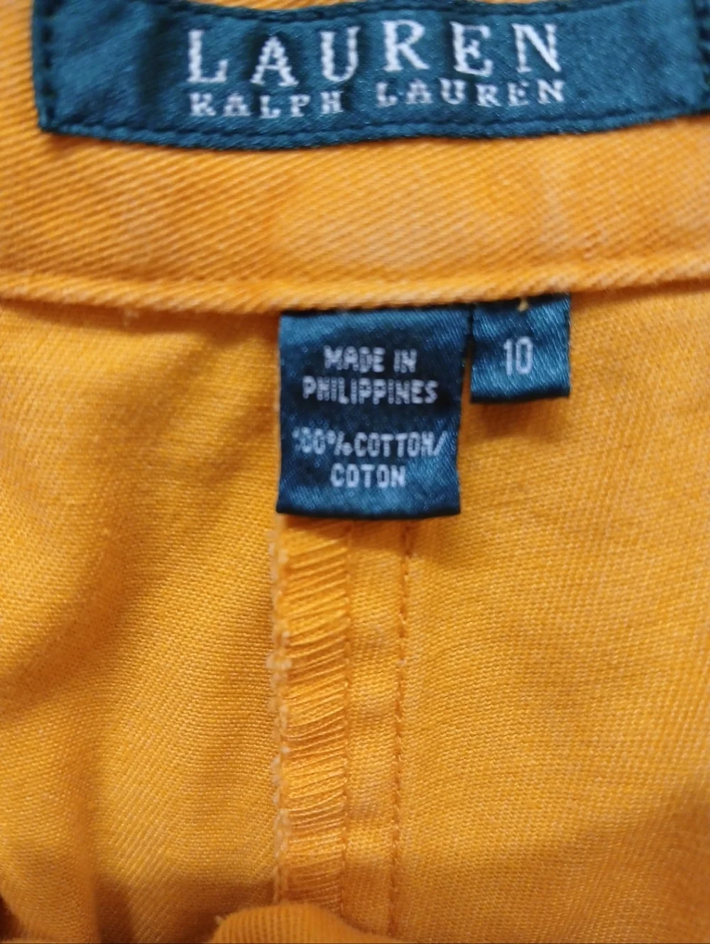 Women's LAUREN by RALPH LAUREN Sunkiss Orange Cotton Chino Shorts Sz 10 - Picture 4 of 10